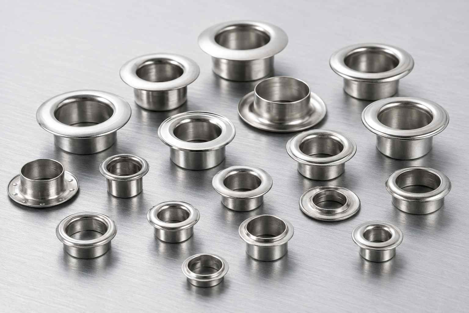 Custom stainless steel eyelets for clothing and fabric reinforcement